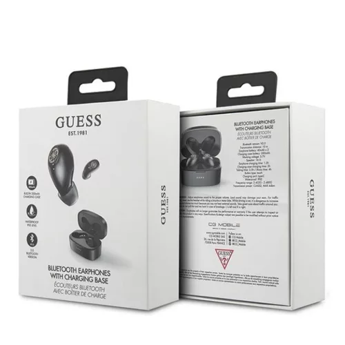 Guess vezeték nélküli fülhallgató, bluetooth 5.0, töltőtokkal, fekete
