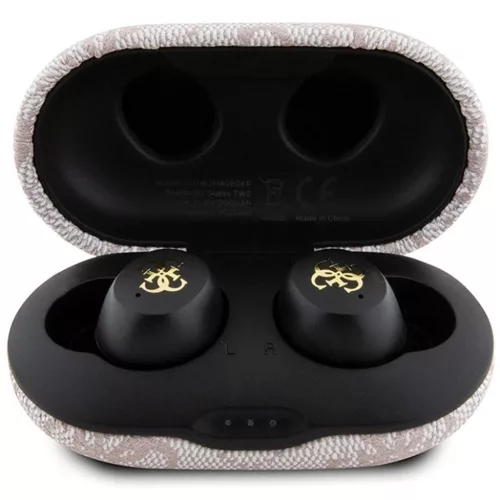 TWS Guess 4G Metal Bluetooth fülhallgató ENC töltőállomással - rózsaszín