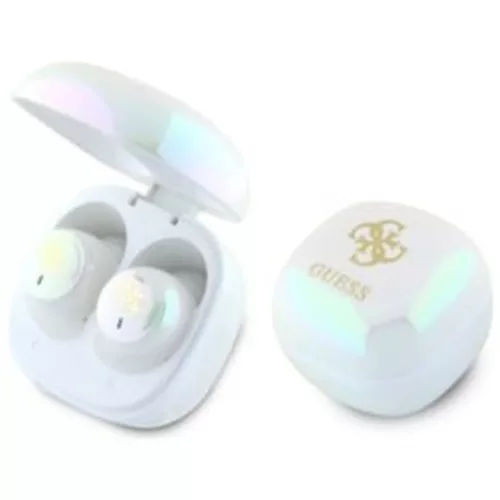 GUESS vezeték nélküli fülhallgató Bluetooth TWS GUTWSJ144ESH (Mini Iridescent 4G Printed Logo) fehér,