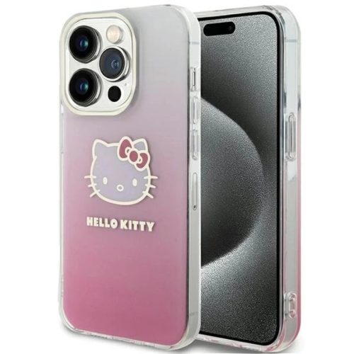 iPhone 15 Pro Max Hello Kitty IML Gradient Electrop Kitty Head tok - pink