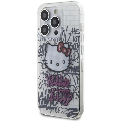 iPhone 15 Pro Max fehér Hello Kitty IML Kitty On Bricks Graffiti tok