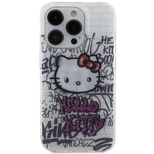 iPhone 15 Pro Max fehér Hello Kitty IML Kitty On Bricks Graffiti tok