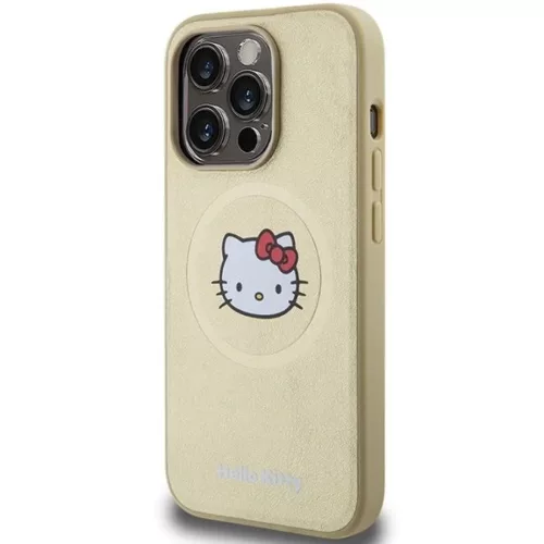 iPhone 14 Pro Max arany Hello Kitty bőr Kitty fej MagSafe tok