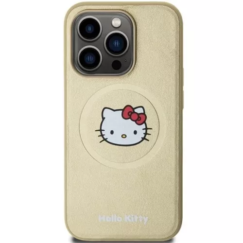 iPhone 14 Pro Max arany Hello Kitty bőr Kitty fej MagSafe tok