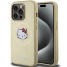 iPhone 15 Pro Max arany Hello Kitty bőr Kitty fej MagSafe tok