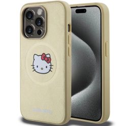   iPhone 15 Pro Max arany Hello Kitty bőr Kitty fej MagSafe tok