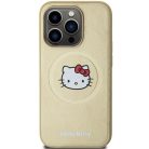 iPhone 15 Pro Max arany Hello Kitty bőr Kitty fej MagSafe tok