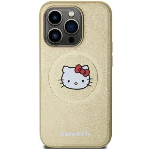 iPhone 15 Pro Max arany Hello Kitty bőr Kitty fej MagSafe tok