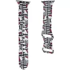 Apple Watch 38/40/41mm - Fekete Hello Kitty Szilikon Fejek & Csíkok Szíj