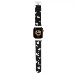   Apple Watch 38/40/41mm Fekete Hello Kitty Fejek és Masnik Mintás Szíj