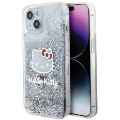   Hello Kitty Liquid Glitter Charms Kitty Head tok iPhone 14-hez - ezüst