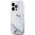 iPhone 14 Pro Ezüst Hello Kitty Liquid Glitter Charms Kitty Head tok