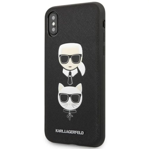 Karl Lagerfeld Saffiano Karl&Choupette Head tok iPhone XS Max - fekete