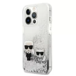   iPhone 13 Pro Max Karl Lagerfeld Liquid Glitter Karl Choupette tok ezüst (KLHCP13XGKCS)