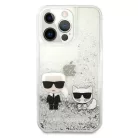 iPhone 13 Pro Max Karl Lagerfeld Liquid Glitter Karl Choupette tok ezüst (KLHCP13XGKCS)
