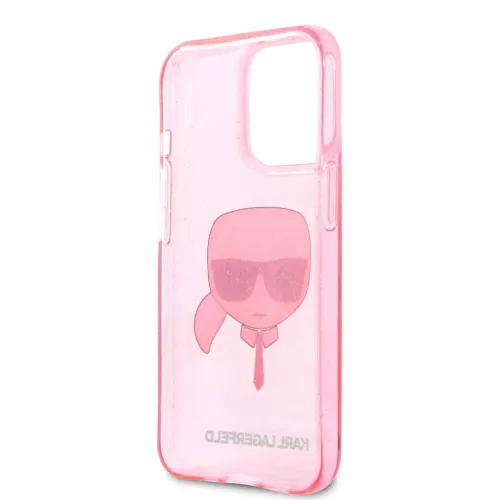 iPhone 13 Pro Max Karl Lagerfeld Glitter Karl Head tok pink (KLHCP13XKHTUGLP)