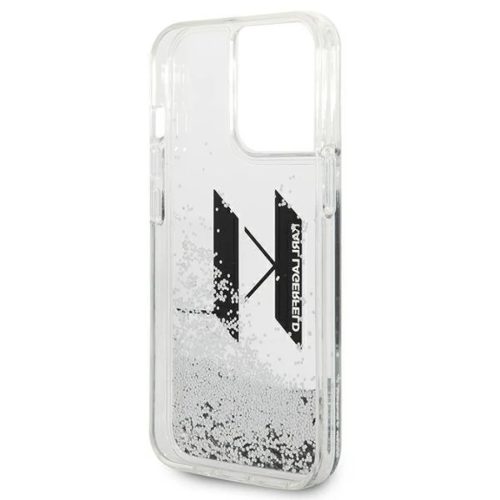 iPhone 14 Pro Karl Lagerfeld Liquid Glitter Big KL logo tok ezüst (KLHCP14LLBKLCS)