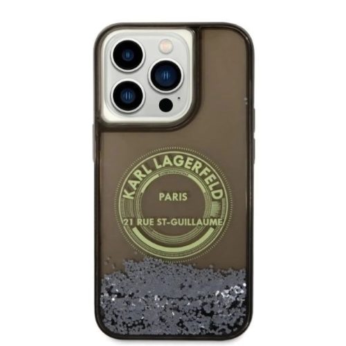 Karl Lagerfeld Liquid Glitter RSG tok iPhone 14 Pro - fekete