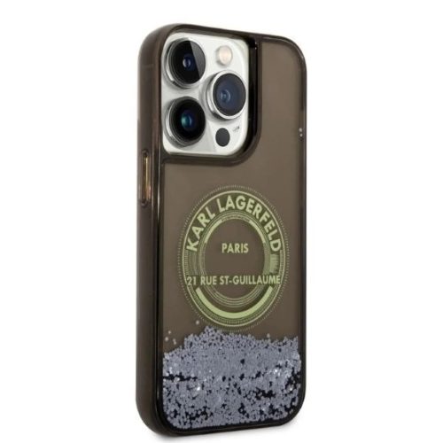 Karl Lagerfeld Liquid Glitter RSG tok iPhone 14 Pro - fekete