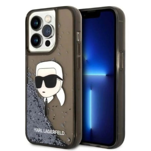 Karl Lagerfeld KLHCP14LLNKHCK iPhone 14 Pro 6.1" fekete/fekete keménytok Glitter Karl Head tok