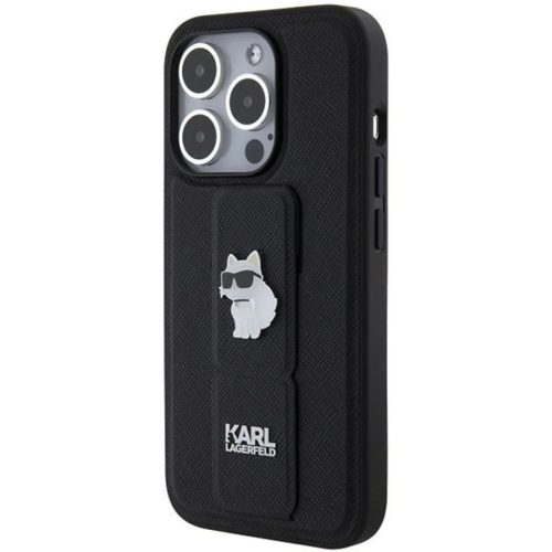 Karl Lagerfeld Gripstand Saffiano Choupette Pins tok iPhone 14 Pro - fekete