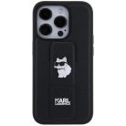 Karl Lagerfeld Gripstand Saffiano Choupette Pins tok iPhone 14 Pro - fekete