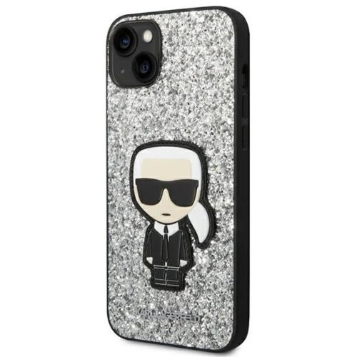 Karl Lagerfeld KLHCP14MGFKPG iPhone 14 Plus 6.7" kemény tok ezüst / ezüst Glitter Flakes Ikonik tok