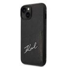 Karl Lagerfeld Signature Logo Cardslot tok iPhone 14 Plus - fekete