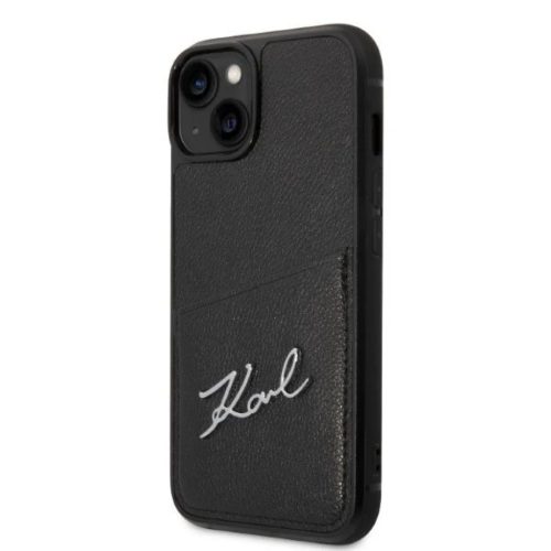 Karl Lagerfeld Signature Logo Cardslot tok iPhone 14 Plus - fekete