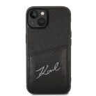Karl Lagerfeld Signature Logo Cardslot tok iPhone 14 Plus - fekete
