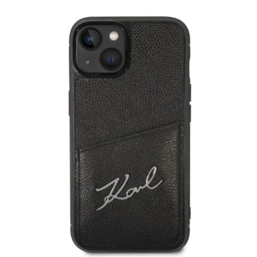 Karl Lagerfeld Signature Logo Cardslot tok iPhone 14 Plus - fekete