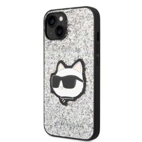 Karl Lagerfeld KLHCP14MG2CPS iPhone 14 Plus 6.7" ezüst/ezüst kemény tok Glitter Choupette Patch tok