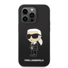 iPhone 14 Pro Karl Lagerfeld KLHCP14LSNIKBCK Liquid Silicone Ikonik NFT tok fekete