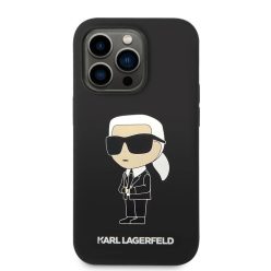   iPhone 14 Pro Karl Lagerfeld KLHCP14LSNIKBCK Liquid Silicone Ikonik NFT tok fekete