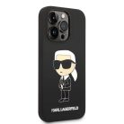 iPhone 14 Pro Karl Lagerfeld KLHCP14LSNIKBCK Liquid Silicone Ikonik NFT tok fekete