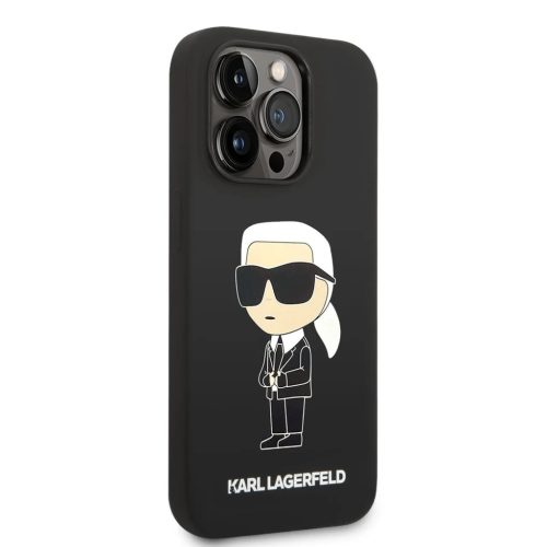 iPhone 14 Pro Karl Lagerfeld KLHCP14LSNIKBCK Liquid Silicone Ikonik NFT tok fekete