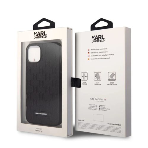 iPhone 14 Plus Karl Lagerfeld Saffiano Monogram tok fekete (KLHCP14MSAKLHPK)