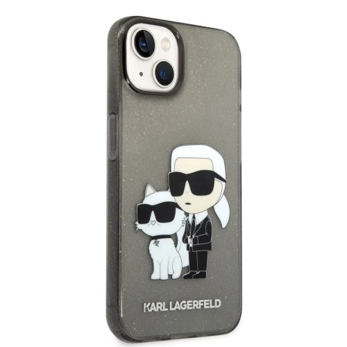 iPhone 14 Plus Karl Lagerfeld IML Glitter Karl és Choupette NFT tok fekete (KLHCP14MHNKCTGK)