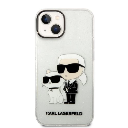 iPhone 14 Plus Karl Lagerfeld KLHCP14MHNKCTGT IML Glitter Karl and Choupette NFT tok átlátszó