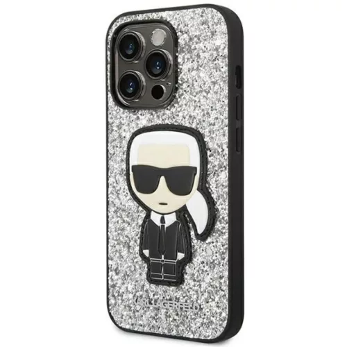Karl Lagerfeld KLHCP14XGFKPG iPhone 14 Pro Max 6.7" hardcase ezüst / ezüst Glitter Flakes Ikonik tok