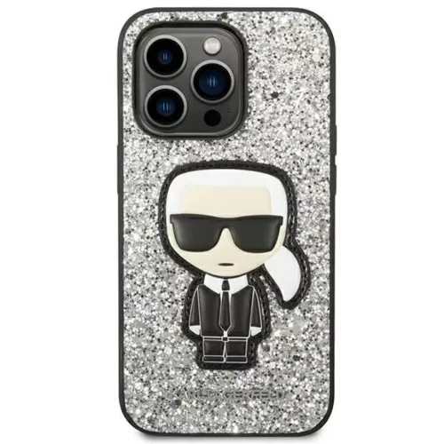 Karl Lagerfeld KLHCP14XGFKPG iPhone 14 Pro Max 6.7" hardcase ezüst / ezüst Glitter Flakes Ikonik tok