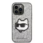 Karl Lagerfeld KLHCP14XG2CPS iPhone 14 Pro Max 6.7" ezüst/ezüst keménytok Glitter Choupette Patch tok