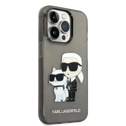 iPhone 14 Pro Max Karl Lagerfeld KLHCP14XHNKCTGK IML Glitter Karl and Choupette NFT tok fekete