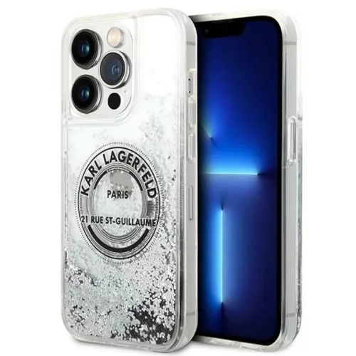 Karl Lagerfeld KLHCP14XLCRSGRS iPhone 14 Pro Max 6.7" ezüst / ezüst Liquid Glitter RSG tok