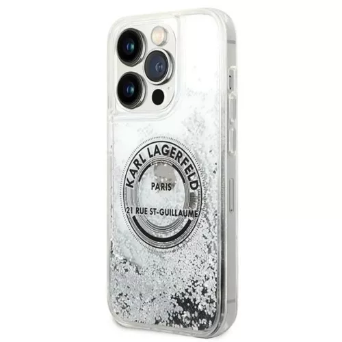 Karl Lagerfeld KLHCP14XLCRSGRS iPhone 14 Pro Max 6.7" ezüst / ezüst Liquid Glitter RSG tok