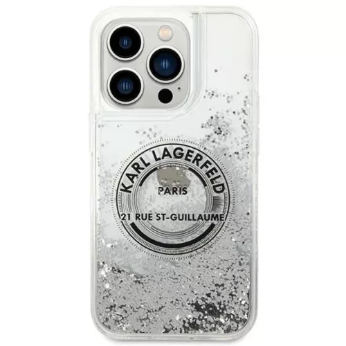 Karl Lagerfeld KLHCP14XLCRSGRS iPhone 14 Pro Max 6.7" ezüst / ezüst Liquid Glitter RSG tok