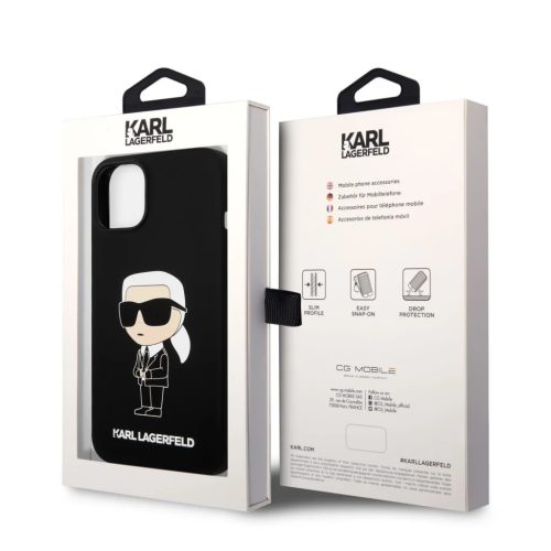 iPhone 14 Plus Karl Lagerfeld KLHCP14MSNIKBCK Liquid Silicone Ikonik NFT tok fekete