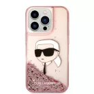 Karl Lagerfeld Csillogó Karl Fej tok iPhone 14 Pro Max - rózsaszín