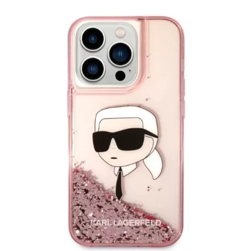 Karl Lagerfeld Csillogó Karl Fej tok iPhone 14 Pro Max - rózsaszín
