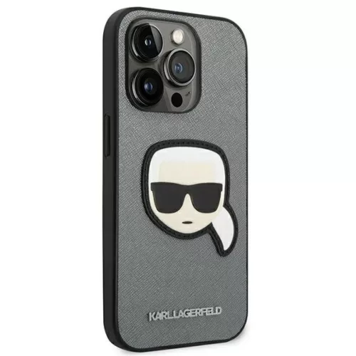 iPhone 14 Pro Max Karl Lagerfeld Saffiano Karl's Head tok ezüst (KLHCP14XSAPKHG)